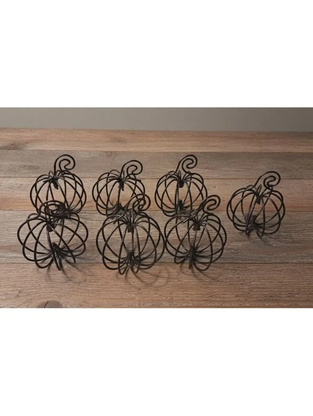 Set of 7 Pier 1 Fall Rustic Brown Metal Wire Pumpkin Place Card Holders
